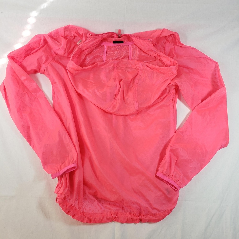 Hind Womens Neon Pink Hooded Windbreaker Running Jacket Size S Full Zip Hexagon - Picture 10 of 11